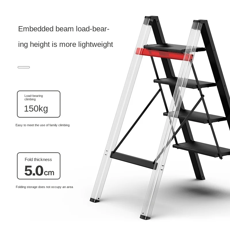 Predaj Ultra-tenké Multifunkčné Skladací Rebrík Domácnosti, pričom Uhlopriečny Rebrík Vnútorné Hrubé Hliníkové Zliatiny Rack Tri Krok Rebrík