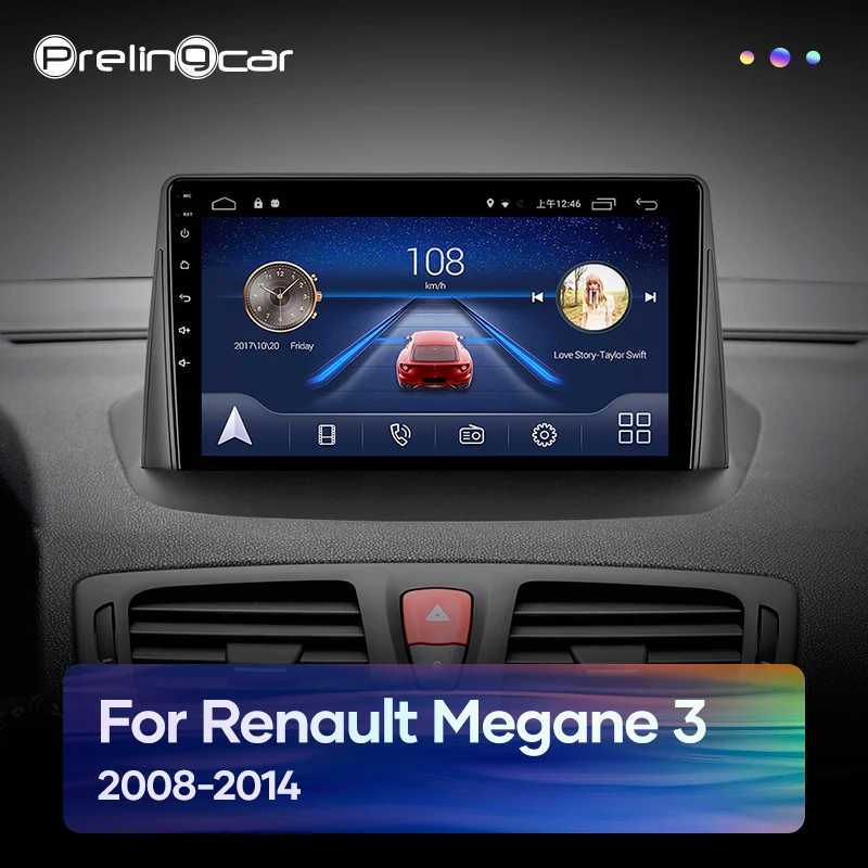 Prelingcar Android 10 Č. 2 din DVD autorádia Multimediálne Video Prehrávač, GPS Navigáciu Pre Renault Megane 3 2008-Pôsobeniu 2011