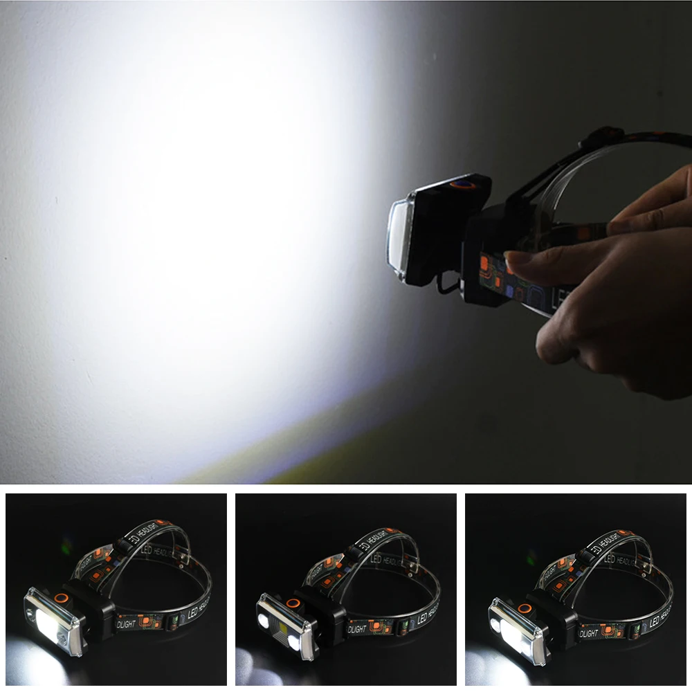 Prenosné COB LED Svetlomet Ultra Svetlé USB nabíjanie Outdoor camping Rybárske svetlomet Rechargable Svetlomet 4 Režimy svietidla