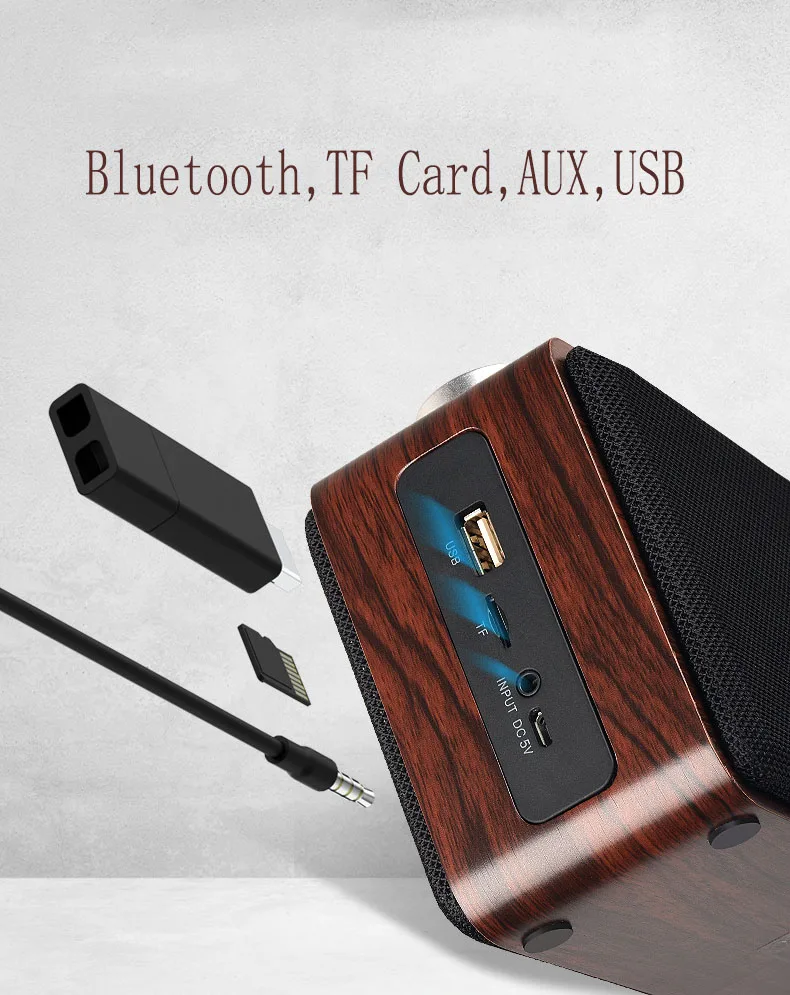 Prenosné Drevené Bluetooth Reproduktor Dotykový Ovládací Subwoofer Stereo MP3 Altavoce Podpora TF Kariet AUX, USB Zvuk Hudby Box