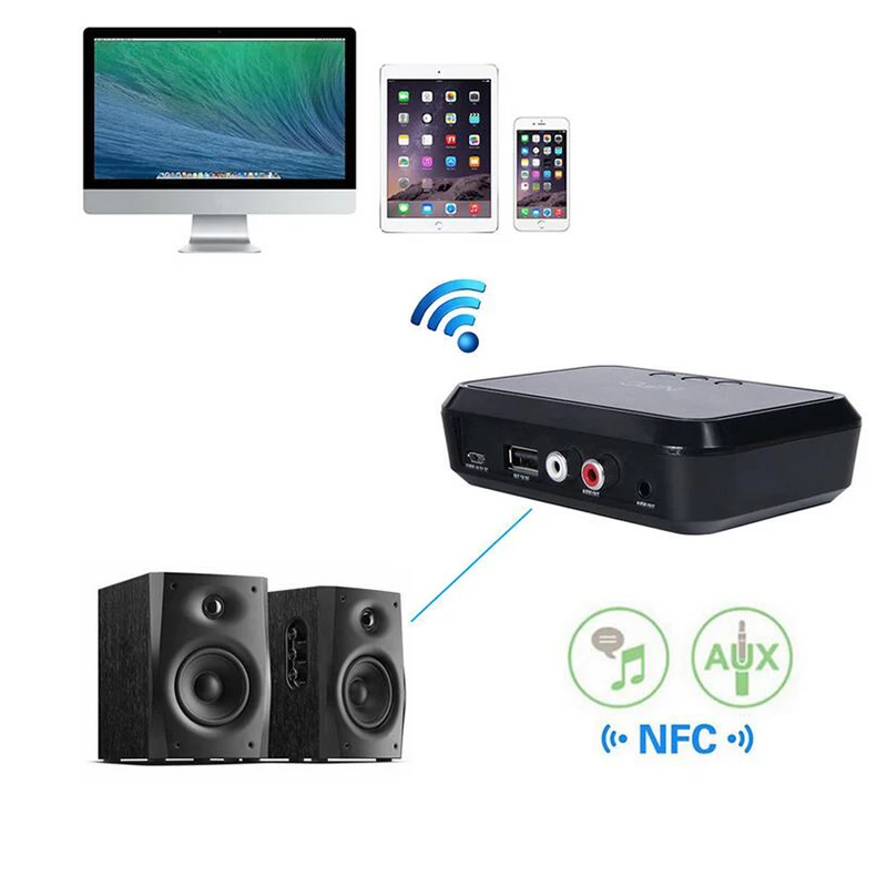 Prenosné Nfc Bluetooth Stereo Audio Prijímač, Adaptér s podporou Nfc 3,5 mm/ RCA Výstup Zvuk Hudby Telefónu a Auto Reproduktorov Zosilňovač