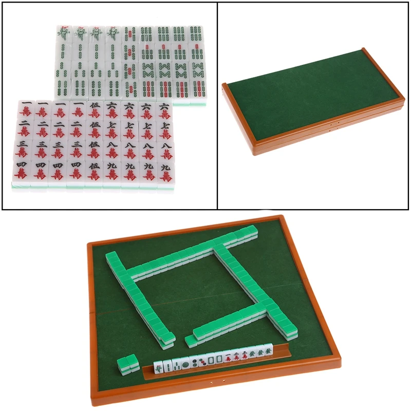 Prenosný Mini 144 Mahjong Nastaviť Mah jong Tabuľka Tradičné Hry Cestovná Skladacia