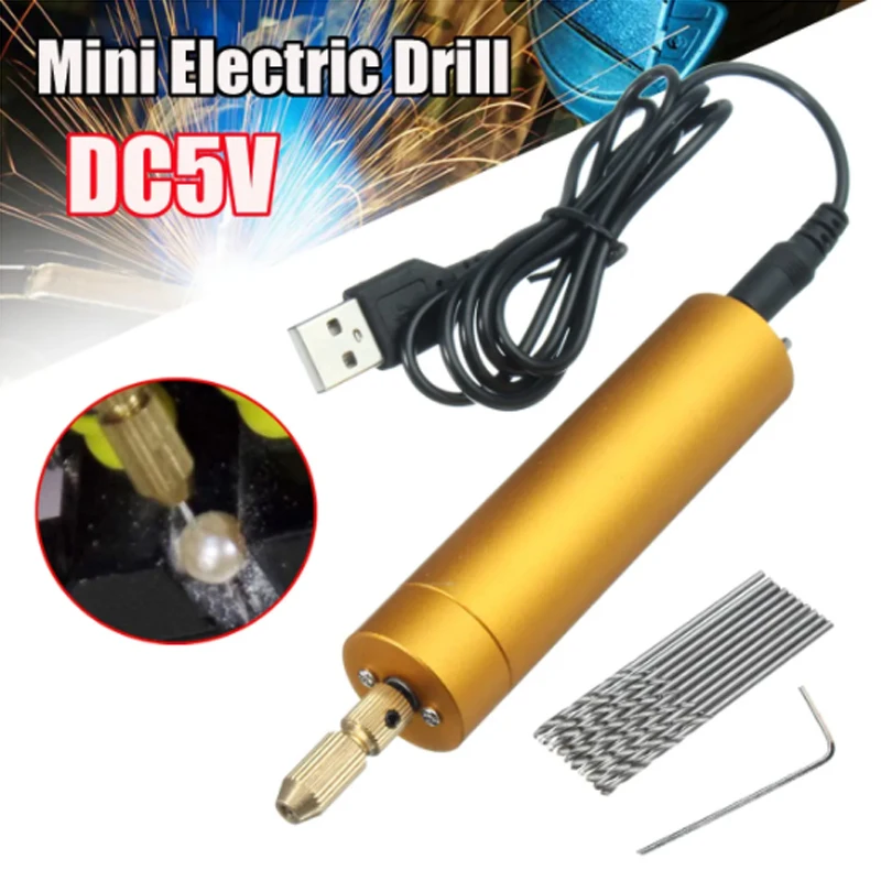 Prenosný Mini Elektrické Vŕtačky DC 5V Profesionálne Ručné Vŕtačky Ručný Mikro USB Vŕtačka s 10pc Twist Vrtákov