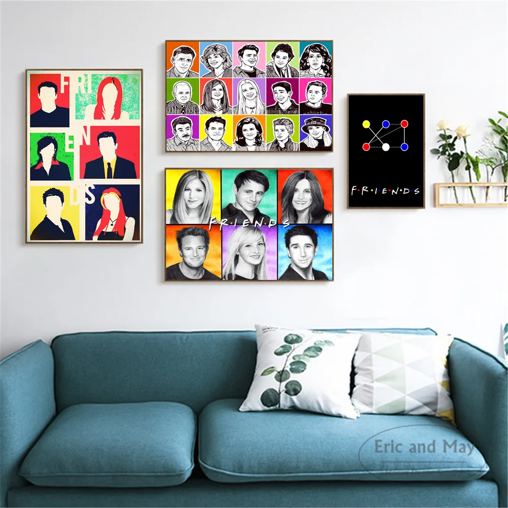 Priatelia TV Show Pop Art Plátno Art Print Maľovanie Moderné Stenu, Obraz Domova, Spálne, Dekoratívne Plagáty Č Rám Cuadros