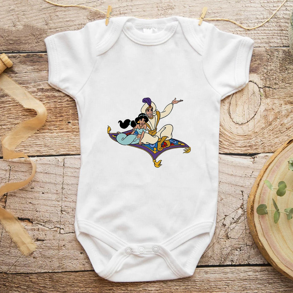 Princezná Jasmine Aladdin Princ Baby Girl Šaty Cute Tlač Móde jednodielnych Kombinézu pre Novorodencov Dropship Dieťa Romper
