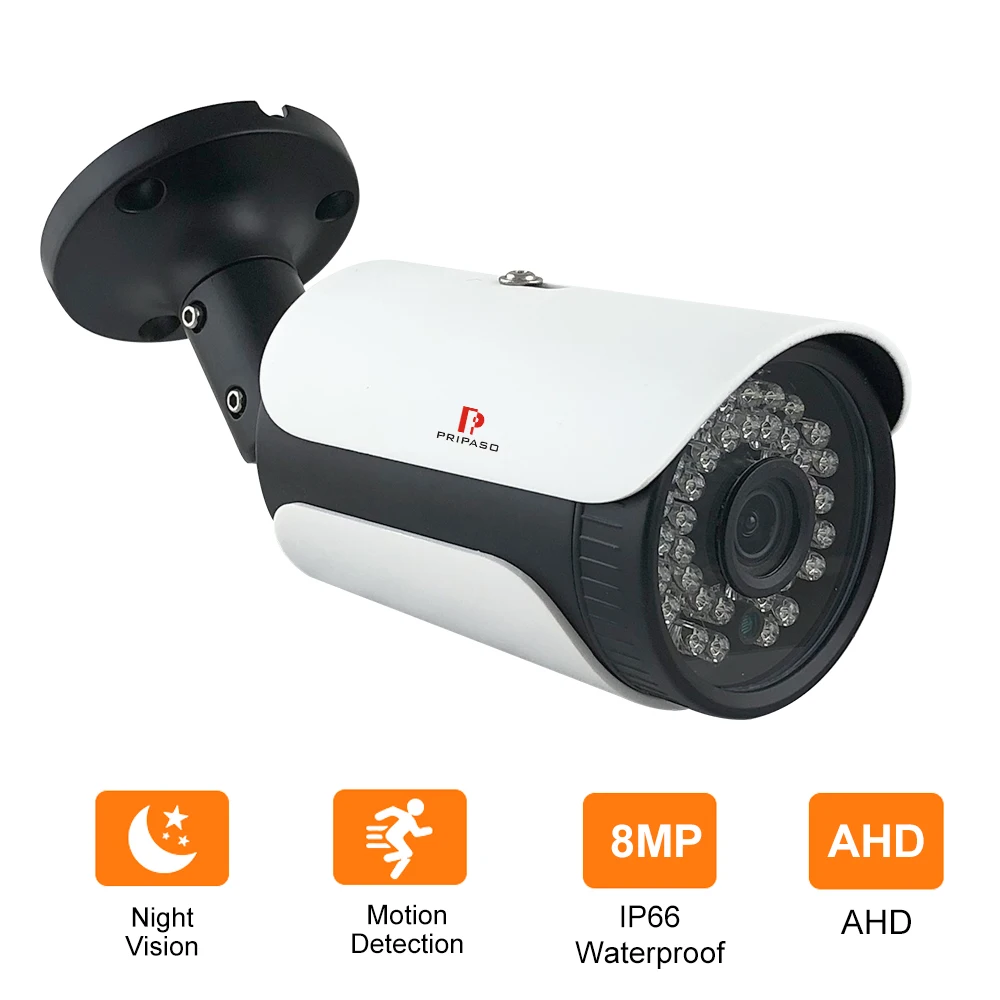Pripaso 4K Ultra HD 8MP AHD Bullet Kamera Security Cam Nepremokavé CCTV INFRAČERVENÉ Nočné Videnie Camara Pre Vonkajšie domáci Maznáčik