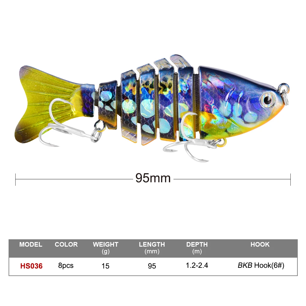 PROBEROS Swimbait 3D Laserové Rybárske návnady 7 Sekcií Rybárske Lure 10 cm-4