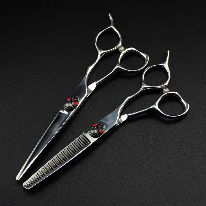 Profesionálne Japonsko 440c ocele 6 cm Červená Lebka vlasy nožnice účes nožnicový rednutie holič nožnice na rezanie kaderníctvo nožnice