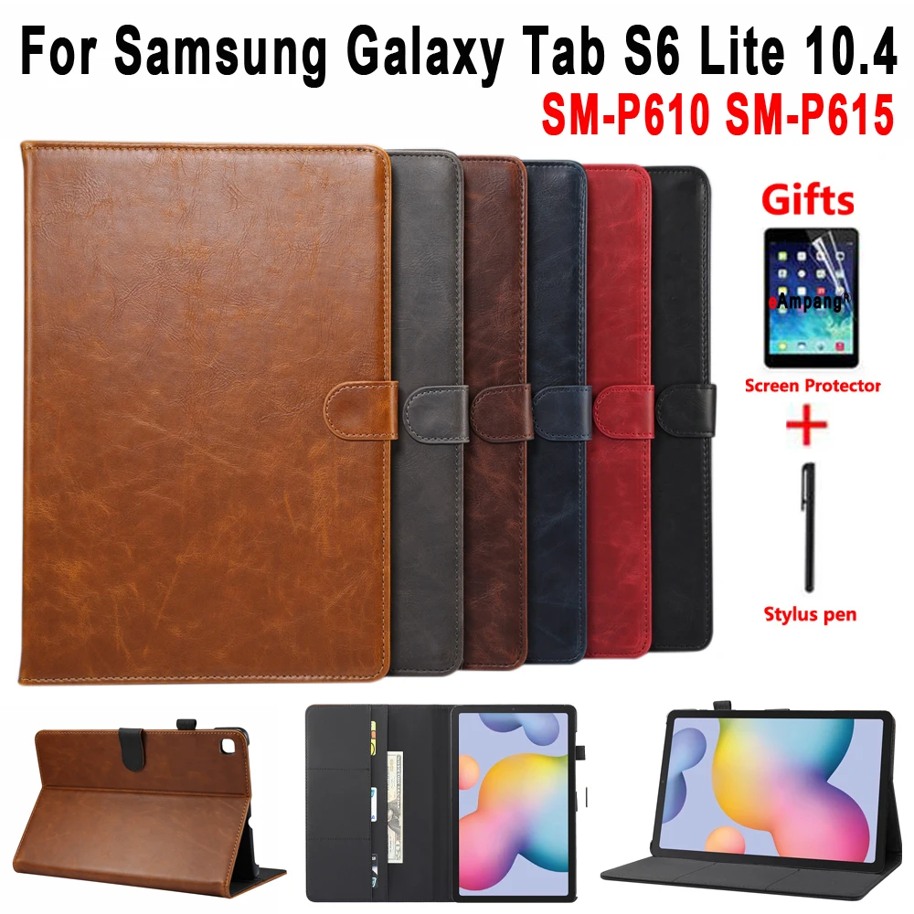 Prémiové Kožené puzdro pre Samsung Galaxy Tab S6 Lite 10.4 SM-P610 SM-P615 P610 P615 Smart Cover Funda pre Samsung Tab S6 Lite