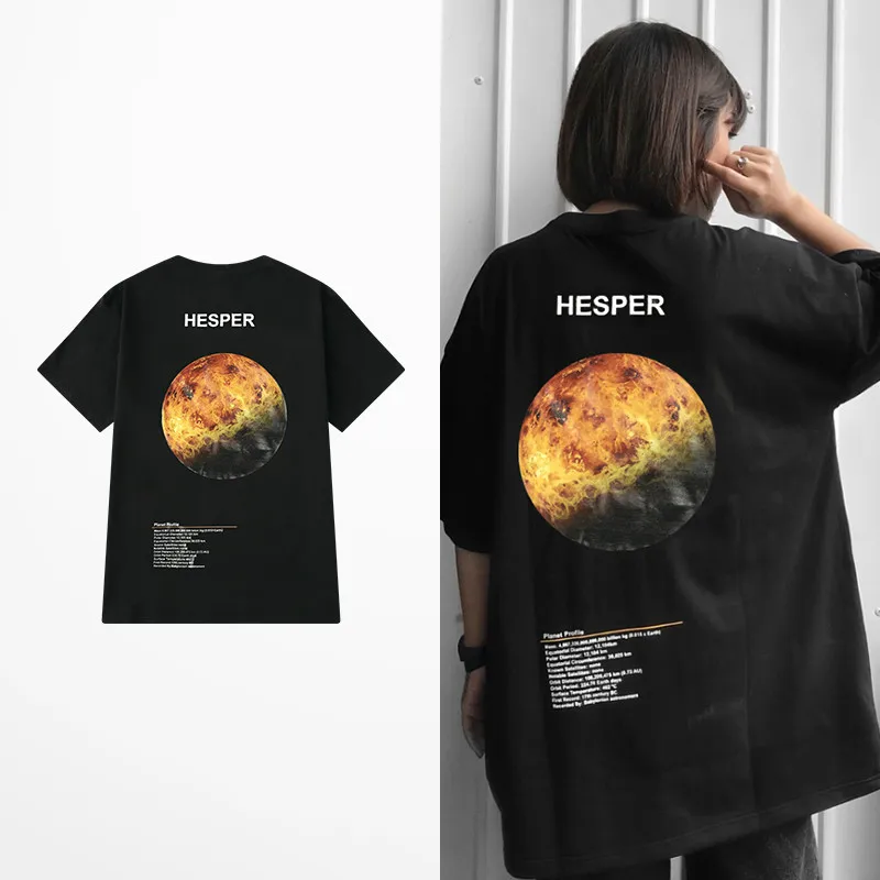 Príliv Značky Retro T-Košele pánske Európskeho Americkej Zeme Mesiac Missout Print T Shirt High Street Nadrozmerná Milovníkov Pár Top Čaj