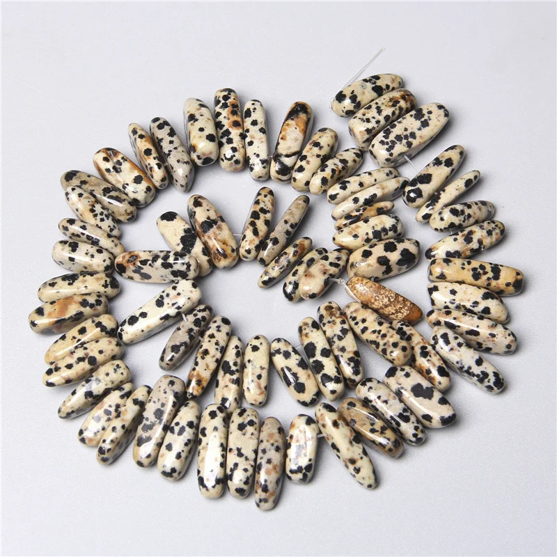 Prírodné Dalmation jaspers kameň Stick bod dištančné Čipy Stick korálky kúzlo náhrdelník prívesok náušnice Príslušenstvo diy 15