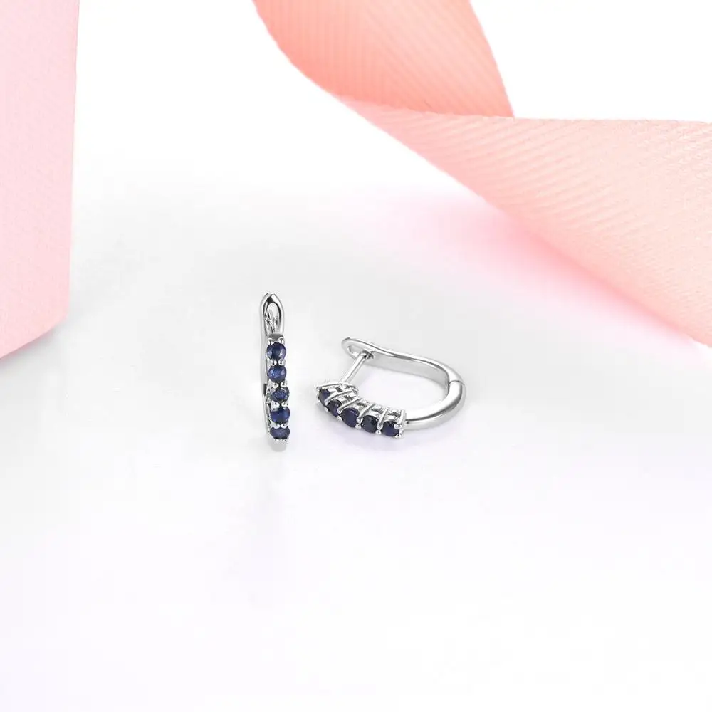 Prírodné Drahé Blue Sapphire Šterlingov Strieborné Náušnice pre Ženy 0.4 Karátov Pravých Drahokam S925 Šperky Dizajn, Jednoduchý, Klasický