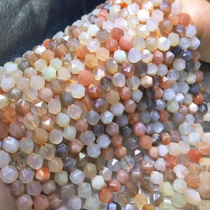 Prírodný kameň farebné korálky moonstone ručne rezané tvárou perle sunstone vyšívanie, voľné Perličiek Šperky Čo DIY dizajn Náramok