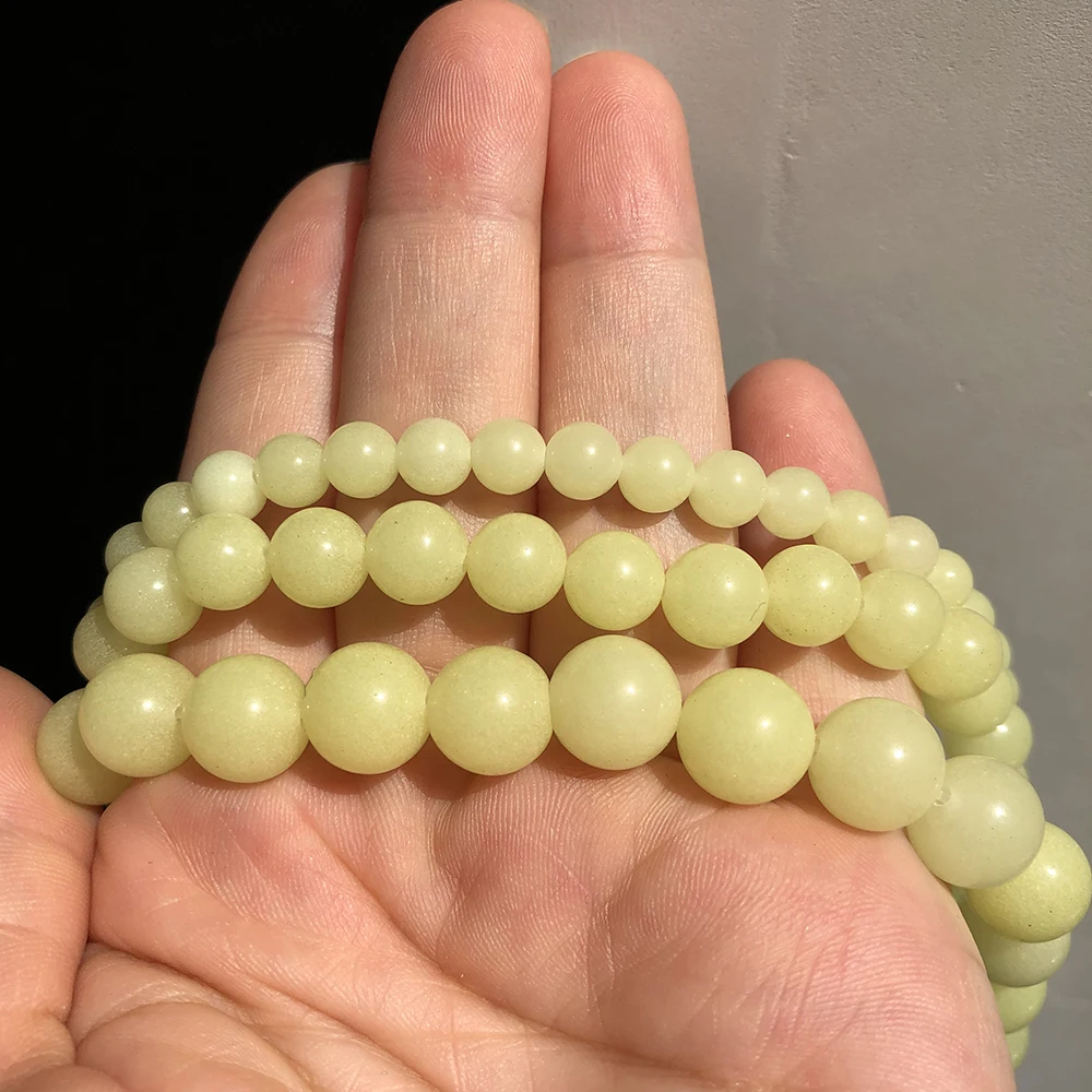 Prírodný Kameň Žltá Svetelná Perličiek Svietiť V Tme Zelená Kolo Voľné Dištančné Korálky pre Šperky, Takže Náramok DIY 15