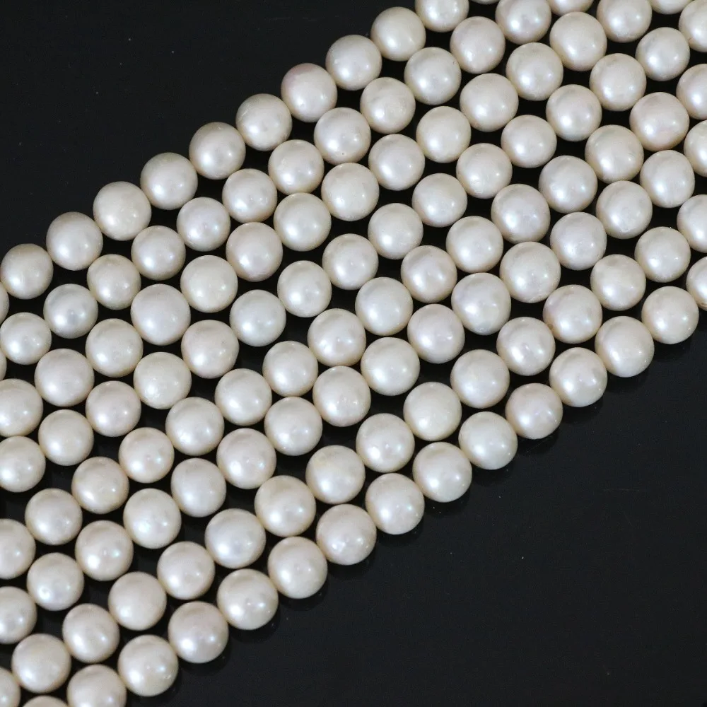 Prírodných sladkovodných kultivovaných white pearl semi-drahé voľné korálky nosenie náhrdelníku náramok šperky 15inch B1326