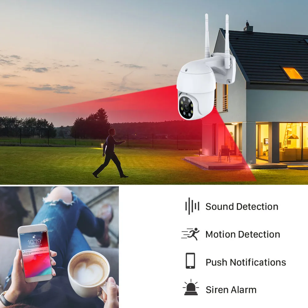 PTZ IP Kamera, Bezdrôtové Vonkajšie 4X Digitálny Zoom, Rýchlosť WIFI 1080P CCTV Dome Ochranný Dohľad, obojsmerné Audio AI Ľudských Detekcie