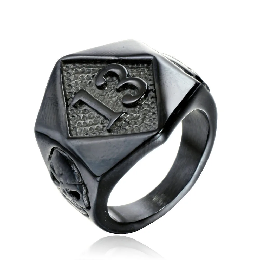 Pánske lebky z nehrdzavejúcej ocele 13 písmeno prsteň titanium oceľové šperky