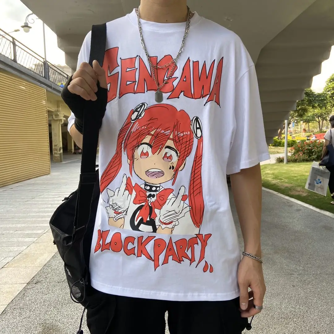 Pánske Senpai Anime Dievča Nerdy Bavlna Black Print T-shirt Ženy Manga Streetwear Tee Bavlnené Tričko, Unisex Oblečenie Harajuku