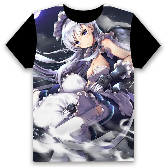 Pánske T-shirt Anime Hry Azur Lane akagi kaga slávnych Vytlačené Cosplay Krátkym Rukávom Unisex Čierny Čaj Topy Letné Oblečenie
