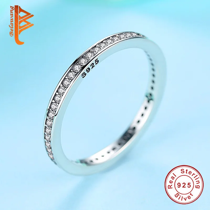 Pôvodné Cena Autentické 925 Sterling Silver Ring Klasické Kola Crystal Prst Prsteň Žena Silver Šperky Pre Ženy