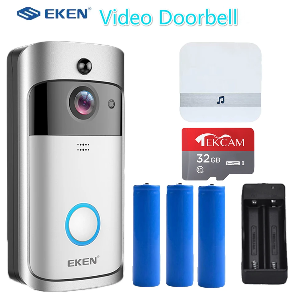 Pôvodné EKEN V5 Smart Wireless WiFi Security Door Bell Oko Vizuálny Záznam Nočné Videnie Video Interkom Hovoru, Zvonček