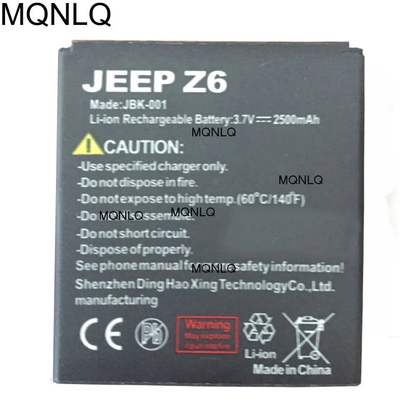 Pôvodné Jeep Z6 Batérie 2500mah pre Jeep Z6 Z6+ Vodotesný IP68 robustný telefón android 4.0 Palcový Displej mobilné telefóny MQNLQ