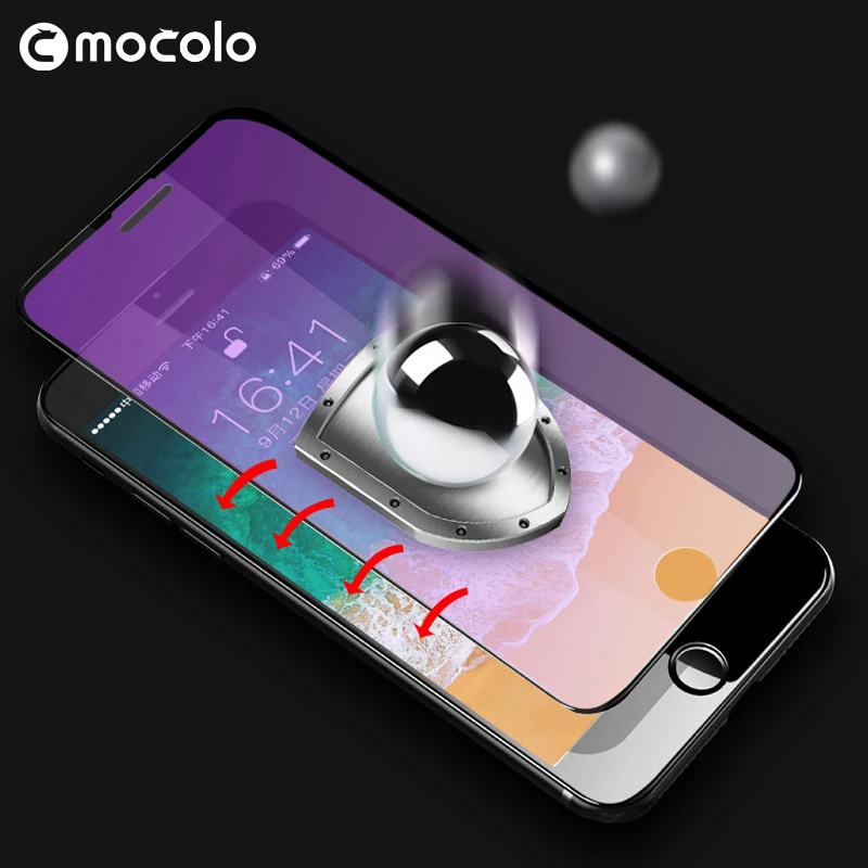 Pôvodné Mocolo 3 v 1 Screen Protector Sklo Pre iPhone 6 7 8 3D Zakrivené Hrany Tvrdené Sklo Film Plný Kryt Proti Modré Svetlo