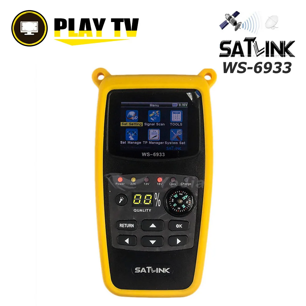 Pôvodné Satlink WS-6933 DVB-S2 Satfinder FTA C&KU Band Digitálny Satelitný Vyhľadávač 2.1 palcový LCD Displej DVB S2 Sat Meter WS 6933