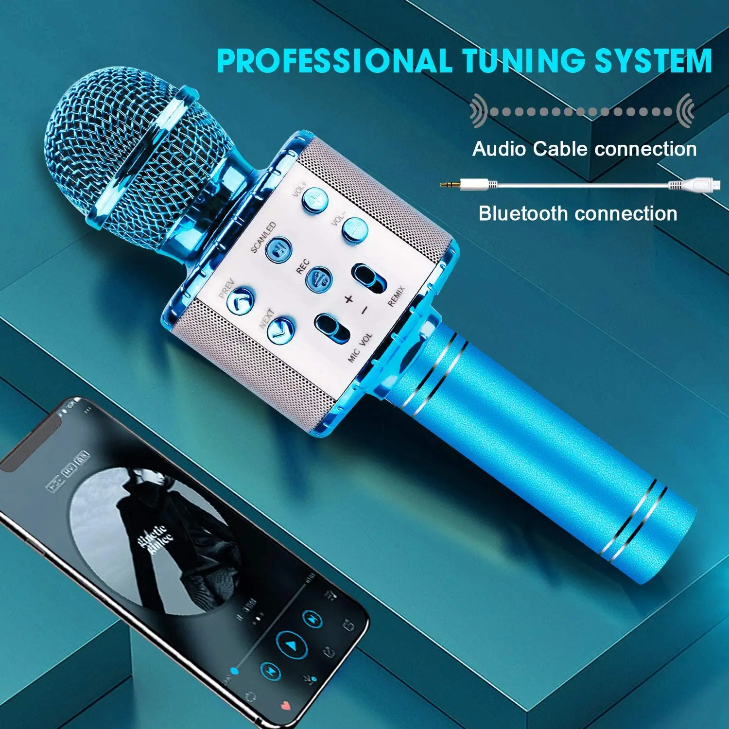 Pôvodné Ssmarwear WS858L LED Svetlo Bluetooth Karaoke Mikrofón Prenosný Bezdrôtový Ručný Karaoke Mikrofón Reproduktor Pre Dieťa Dospelých