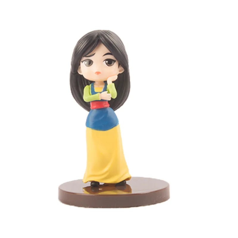 Q Posket Princezná Obrázok Mulan Snow White Rapunzel Belle Obrázok Cake Dekorácie Akcie PVC Model Hračka Dievča Narodeninám