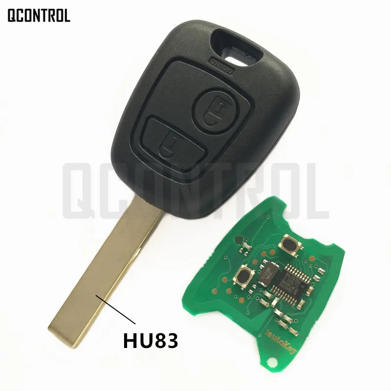 QCONTROL Auto Diaľkové Tlačidlo DIY pre PEUGEOT 307 2 Tlačidlá Kompletný Kľúč