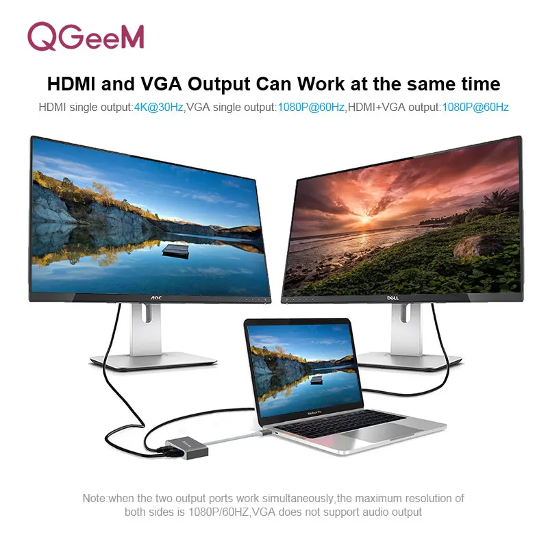 QGEEM USB C, HDMI, VGA, USB Typ-c-HDMI 4K Mužov a Žien pre MacBook Pro ChromeBook galaxy S9 Huawei P20 USB C HDMI