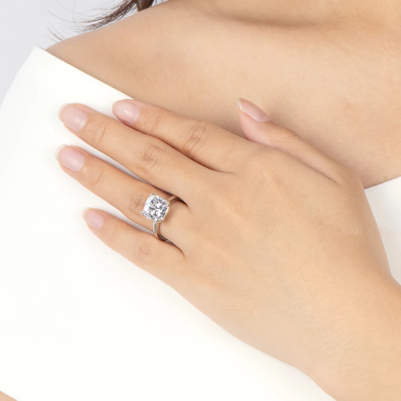QYI 925 Striebra pre Ženy, Zásnubné prstene, Svadobné krúžok Superior grade zirkón Bielej Zlatá Farba 5 ct Radiant rez Premium strieborná