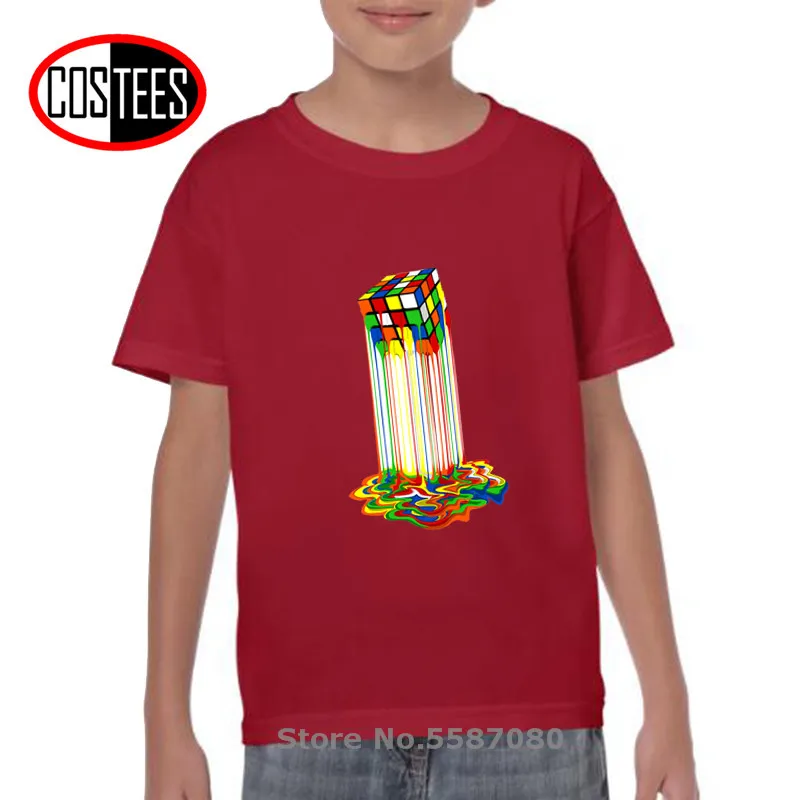 Rainbow Odber rozpustené rubix cube t košele chlapci Rozpustené kocky tričko deti Zábavné magic cube t-shirt deti, Dospievajúca mládež tees
