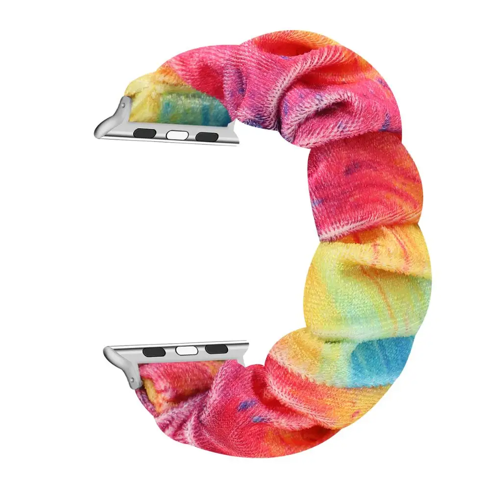 Rainbow Textílie Scrunchie Pás pre Série 6 SE 5 4 3 2 Apple Hodinky iwatch Pásmo pre 38 mm 40 mm 42mm 44 mm Flexibilné Zápästia.