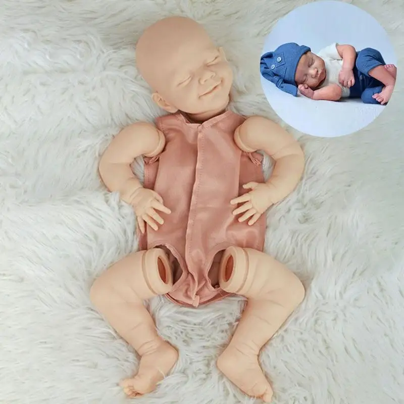 Reborn Baby Doll 17 Palcov Realisticky Novorodenec Spí Vinyl Dievča Auta Bábiky Bábiky DIY Nedokončené Twin Prázdne Nevyfarbené Časti J3D9