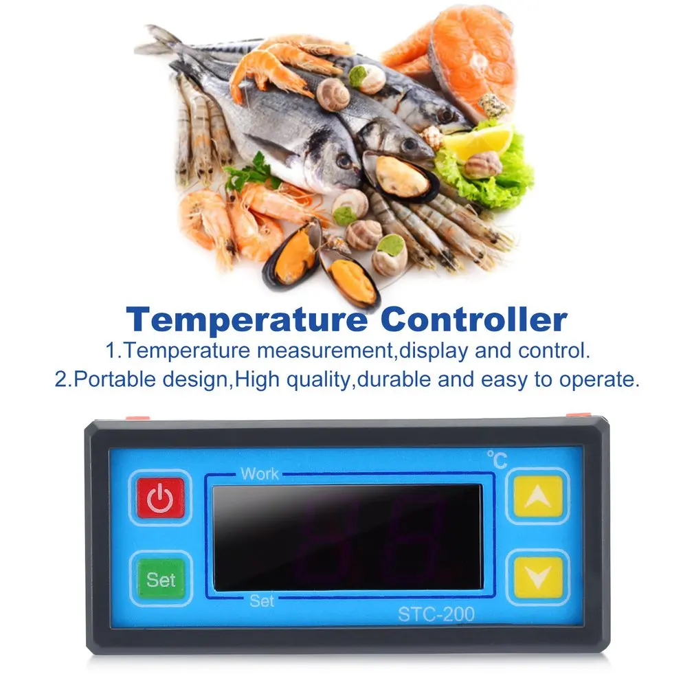 Regulátor teploty STC-200+ Digitálny Mikropočítačový Termostat Prepínač, Regulátor Nastaviteľný Teplomer Thermoregulator