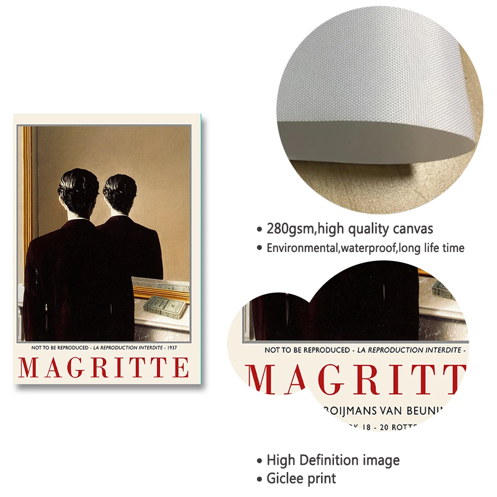 René Magritte Plátno na Maľovanie Klasický Obrázok Muž Umelecké Reprodukcie, Plagáty a Tlač Wall Art Obrázok pre Obývacia Izba Cuadros