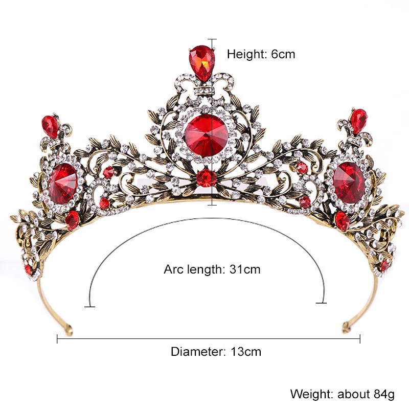 Retro Barokový Red Crystal Drahokamu Veľké Koruny Tiaras de Noiva Hlavu Šperky Kvet Headpiece Ženy, Svadobné Doplnky do Vlasov BH