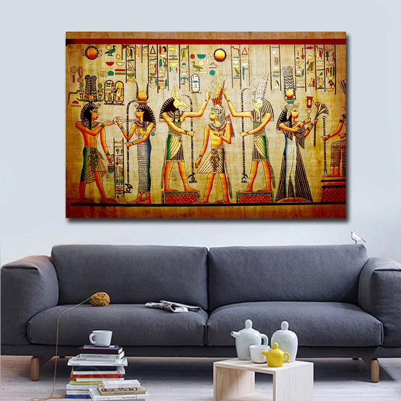 Retro Egypt Štýl Obrázok Maľovanie č rám Plátno Plagáty a Vytlačí Wall Art Obrazy Vlastné Fotografie Pre Cuadros Dekor
