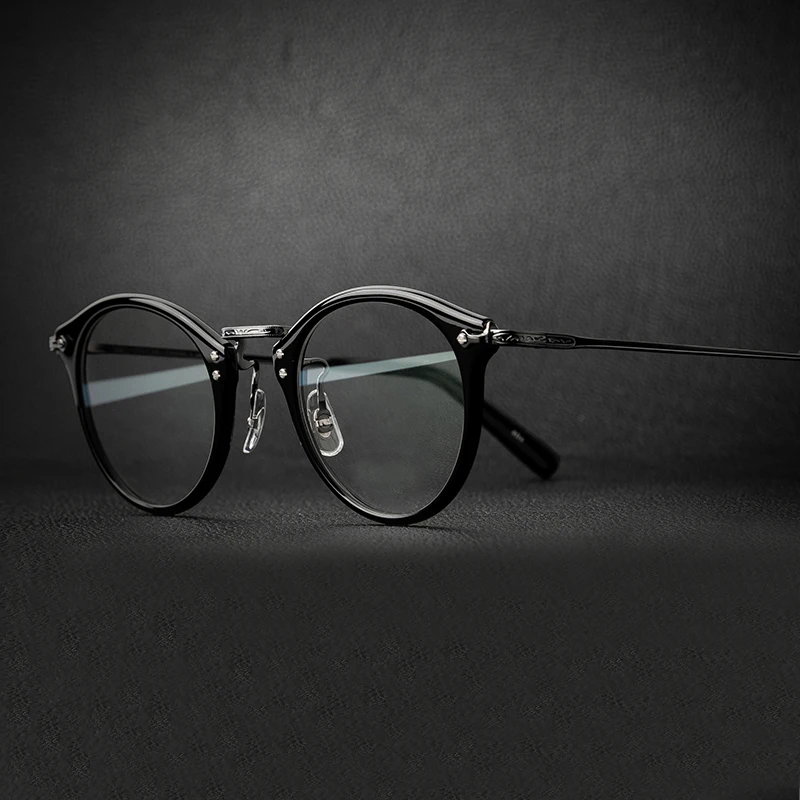 Retro Kolo Titán Acetát Okuliare, Rám Muži Ženy Optické Predpis Krátkozrakosť Okuliare Hand-Made Vintage Kruhu Okuliare