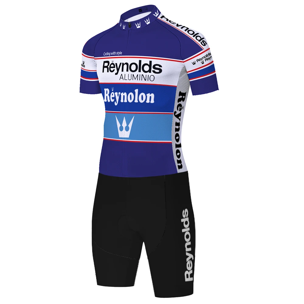 Retro Reynolds skinsuit cyklistické požičovňa jumpsuit 20D triatlon vyhovovali mužov pretekársky bicykel Speedsuit rýchle suché spandex jersey