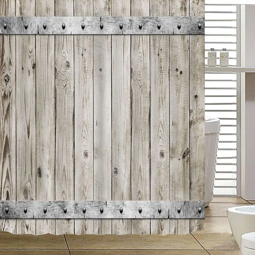 Retro Sprchový Záves 3D Drevené Dvere Vytlačené Nepremokavé Vaňa Opony pre Domova Nordic Luxusná Kúpeľňa Záclony Polyester