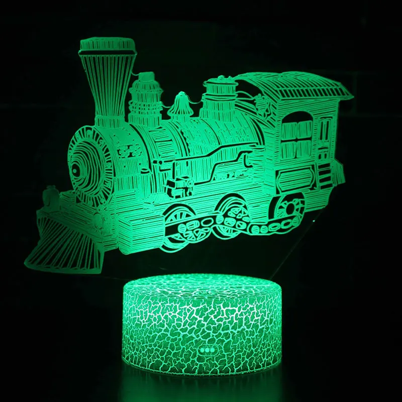 Retro vlak tému 3D Lampa LED nočné svetlo 7 Farieb Zmeniť Dotyk Náladu Lampa Vianočný darček Dropshippping