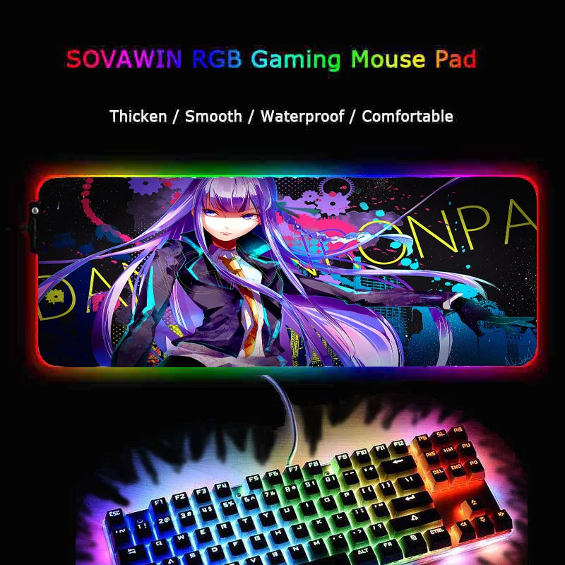 RGB LED Podložka pod Myš s podsvietením Anime Danganronpa Notebook PC Myši, Podložky Podpora 3 Led Model Farebné Odolné Tabuľka Mat Hru Príslušenstvo