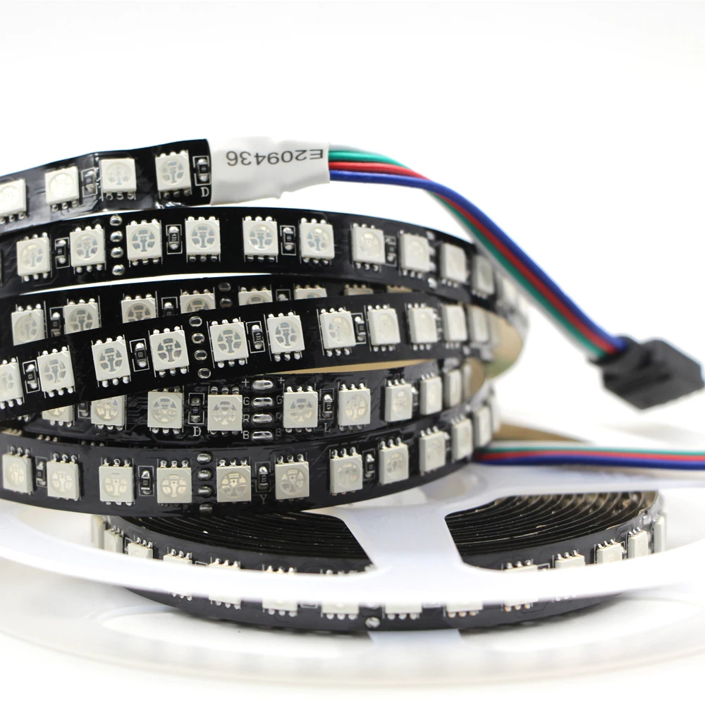 RGB LED Pás 5m Nepremokavé 5050 SMD 600 LED Pásy Svetla Stmievateľné Pásky pásky dióda lano lampa black PCB 12V 24V teplá biela RGB