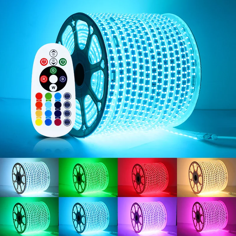 RGB LED Pásy Flexibilné Neónové Svetlá SMD5050 Nepremokavé AC220V-240V Dovolenku Osvetlenie Strany, Obývacia Izba Domova DIY Svetlo