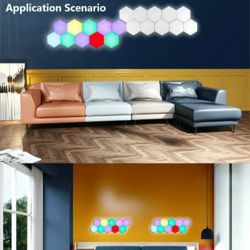 RGB Quantum Svetlo LED Dotykový Snímač Nočné Svetlo Vymeniteľné Farebné Hexagon, Nočné Lampy, DIY Dekoratívne Magnetické Nástenné Svietidlá