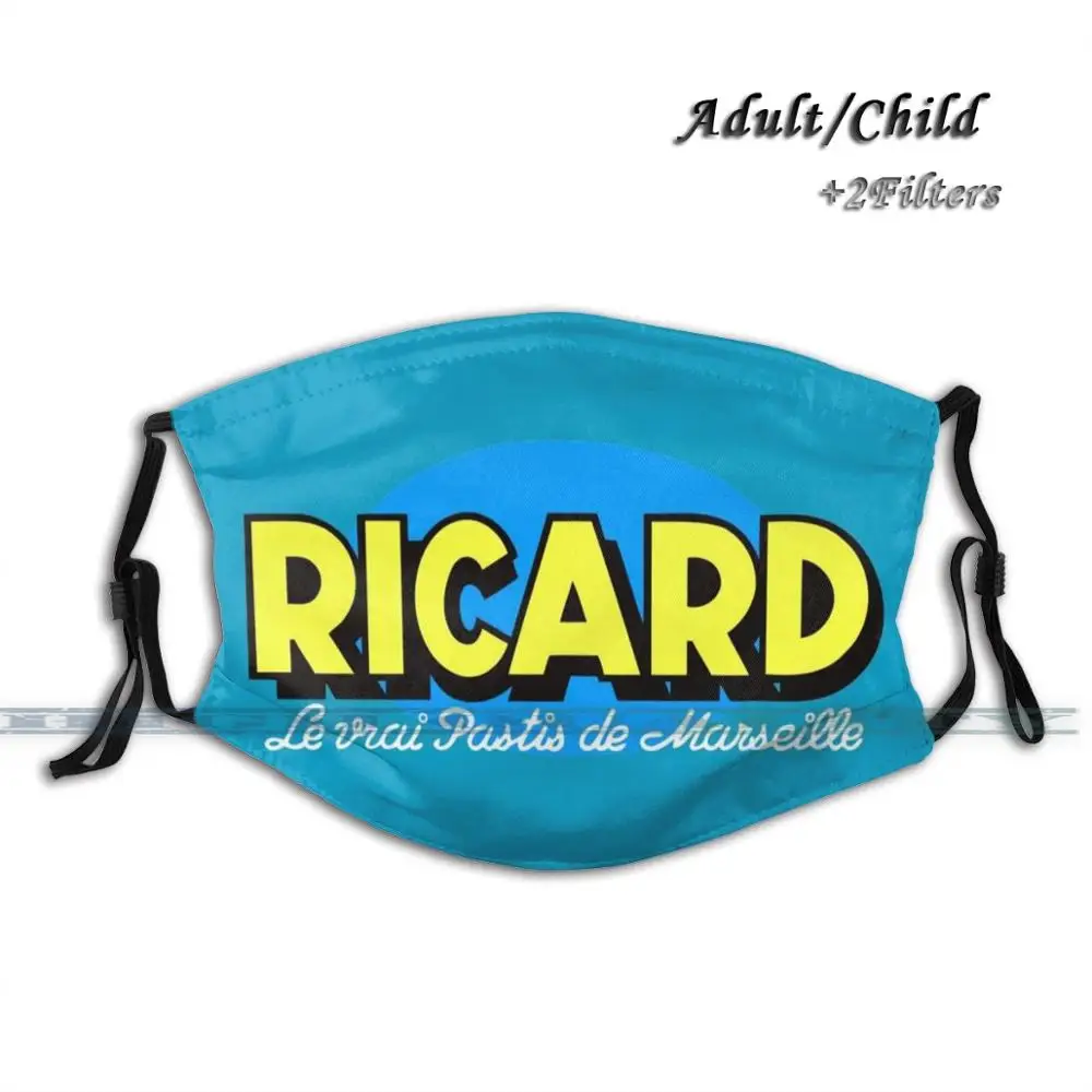 Ricard 2 Custom Design Tvár Masku Proti Prachu, Filter Diy Tlač Umývateľný Pre Dospelých, Deti Pastis Marseille Francúzsko Nápoje Anisette