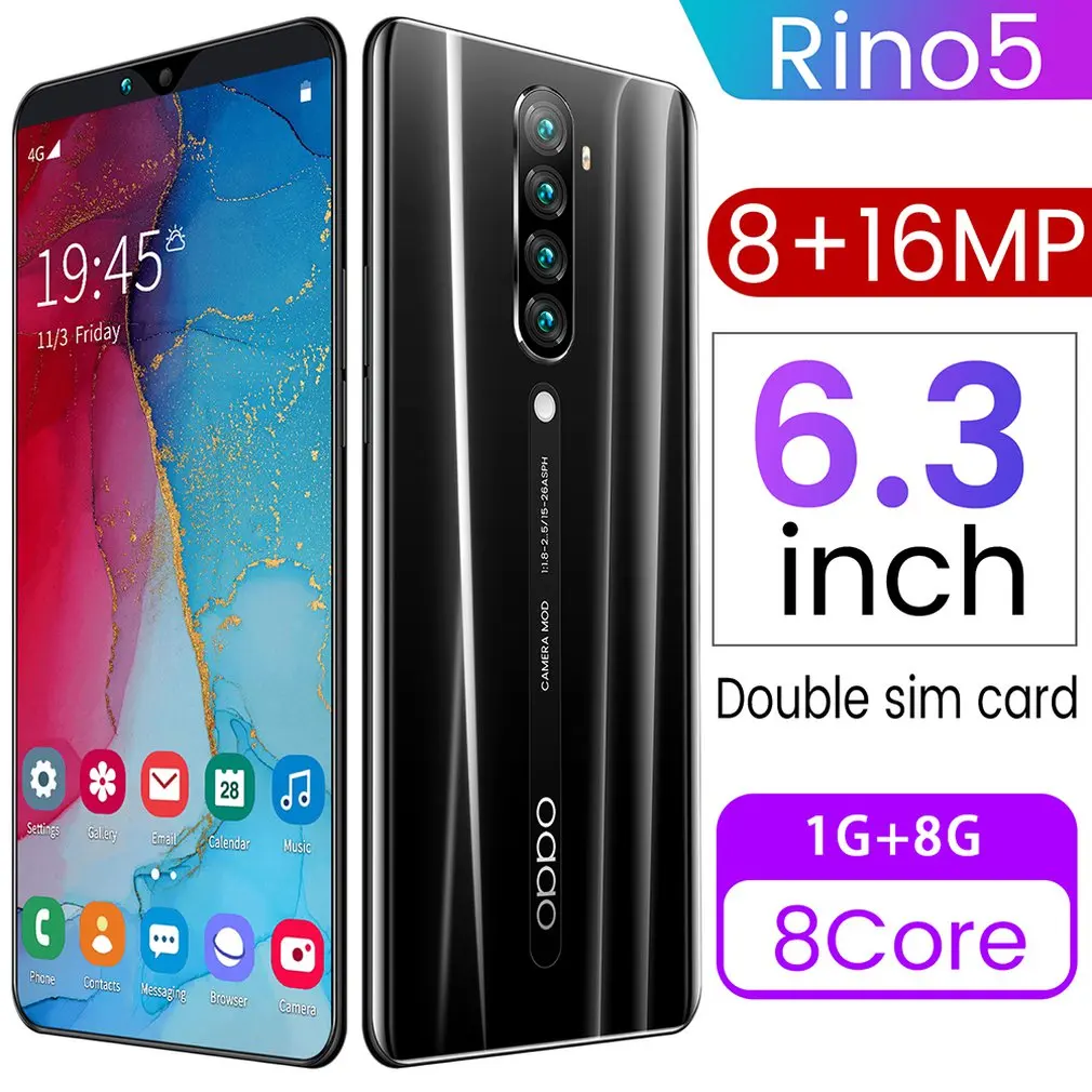 Rino5 6.3-Palcový Smartphone Android Smartphone 1G+8G Veľkú Obrazovku Smartphone 8Mp Predný Fotoaparát, 16 mp Zadná Kamera